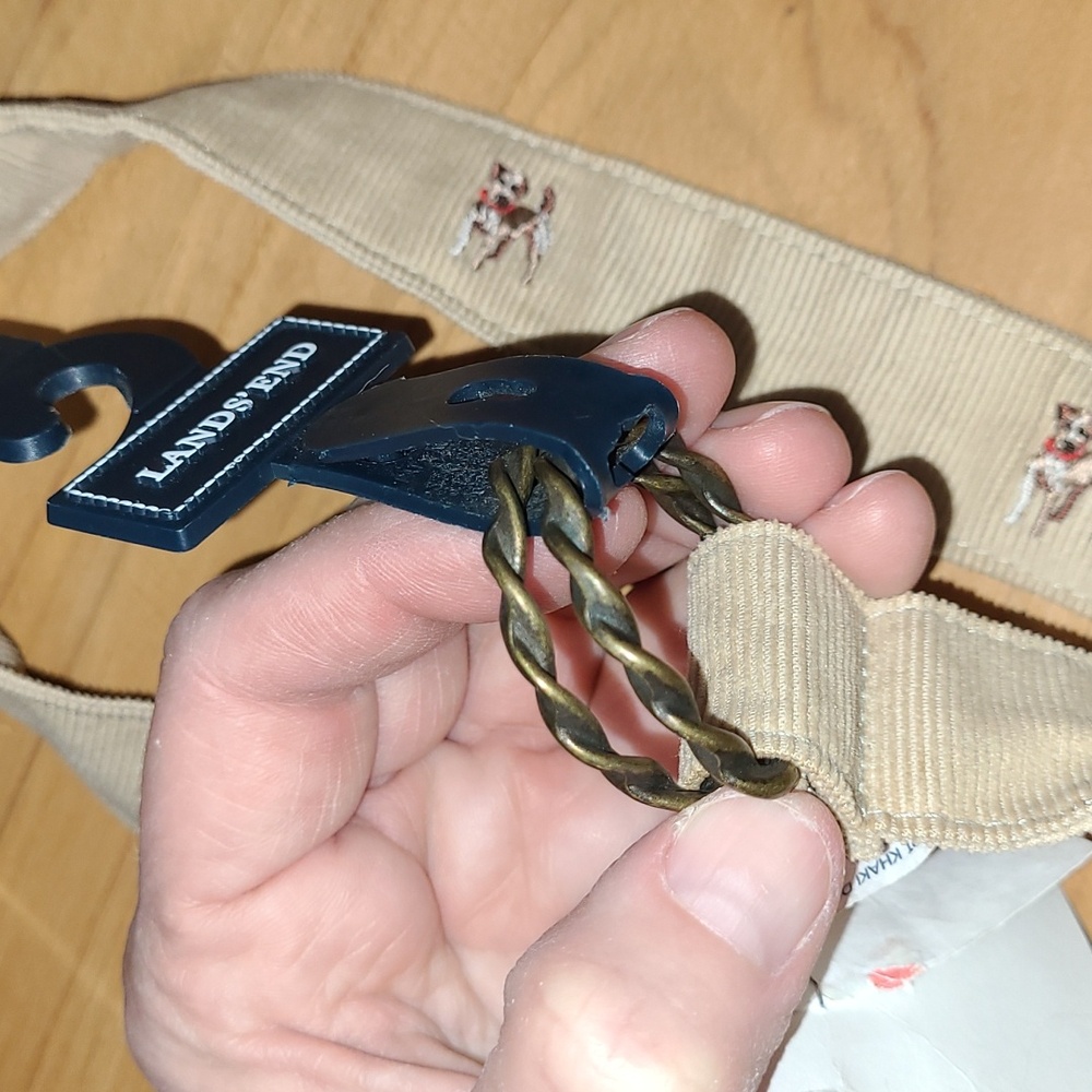 Lands' End Dogs Corduroy Fabric Slip Loop Belt Tan Boxers Jack Russells Girl's M - Picture 5 of 9